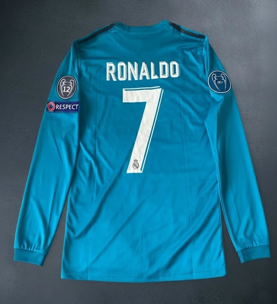RONALDO#7 REAL MADRID 2017 VISITANTE JERSEY MANGA LARGA